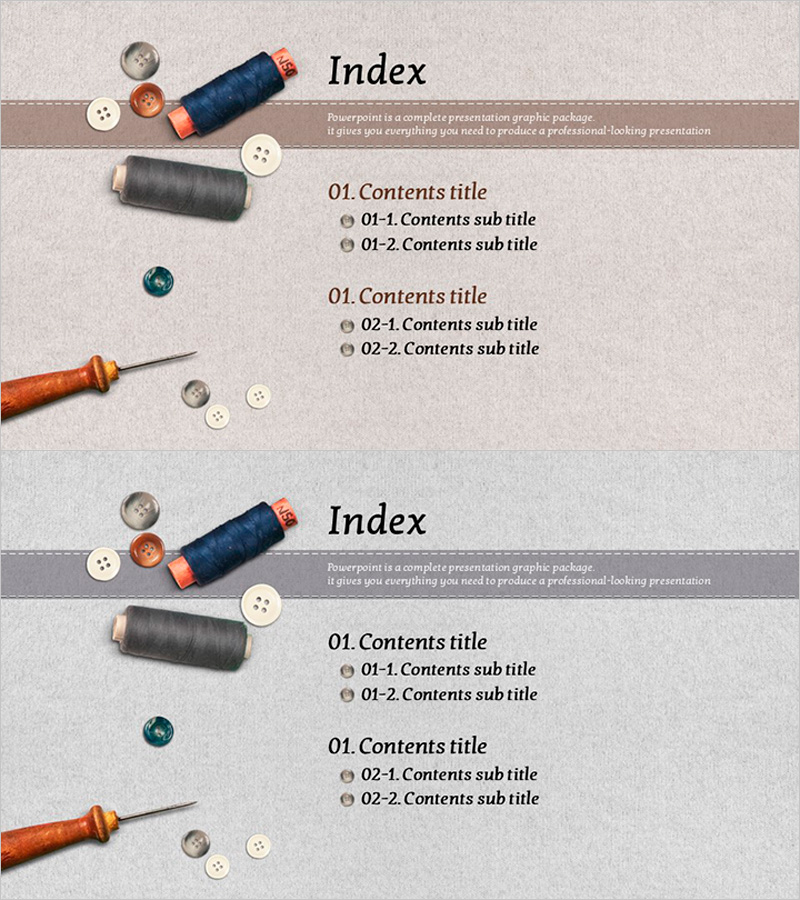 패션 단추 템플릿 목차 – 세련된 스타일