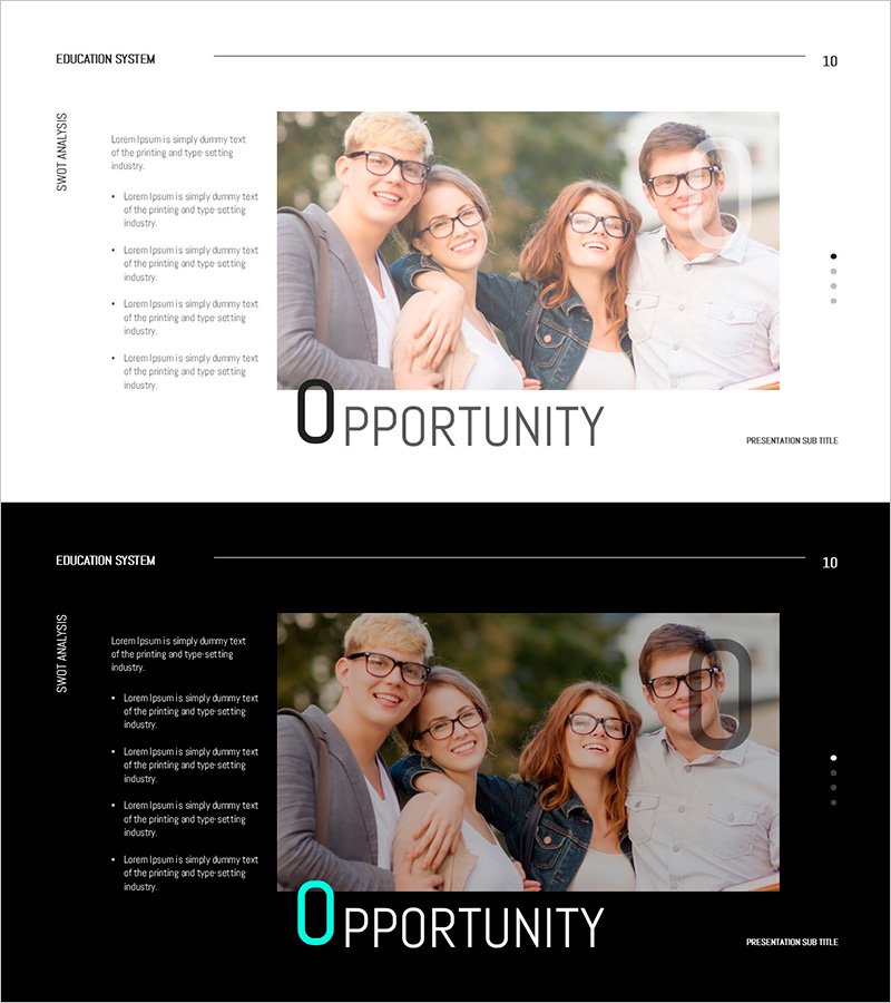 SWOT 분석을 통한 교육의 기회 슬라이드