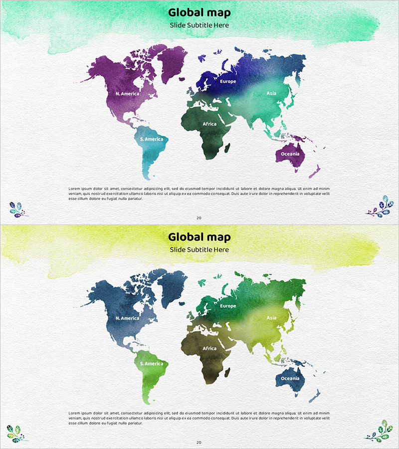 A Colorful Watercolor-Style Global Map