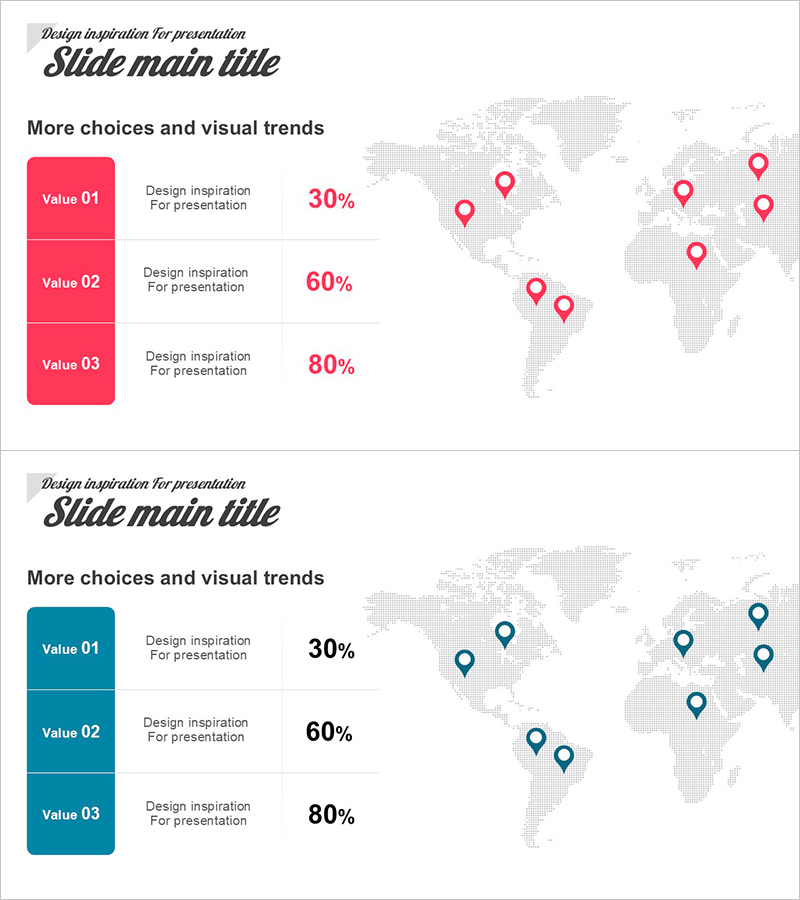 세계지도 데이터 슬라이드 | 지역별 통계 시각화 PPT
