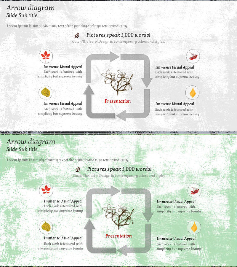 단풍잎 순환 업무프로세스 슬라이드 - 비즈니스의 중심