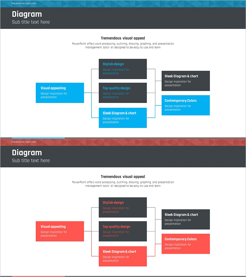 항해 여행 해결방안 절차 슬라이드 – 블루 레드 다이어그램