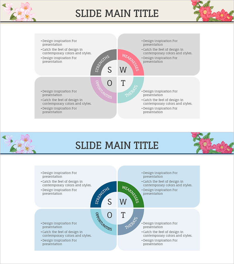 꽃 와이드 피피티 SWOT 분석 – 강점과 기회