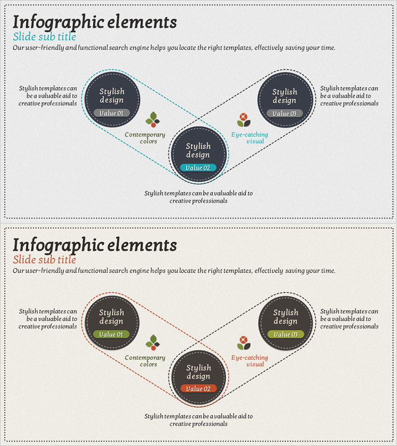 마케팅계획 및 전략 운영 다이어그램 – 블루와 오렌지