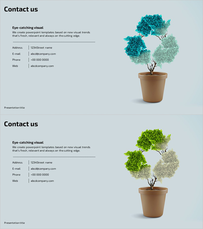 감성메세지 블루 그린 – 지속 가능성을 강조하는 슬라이드