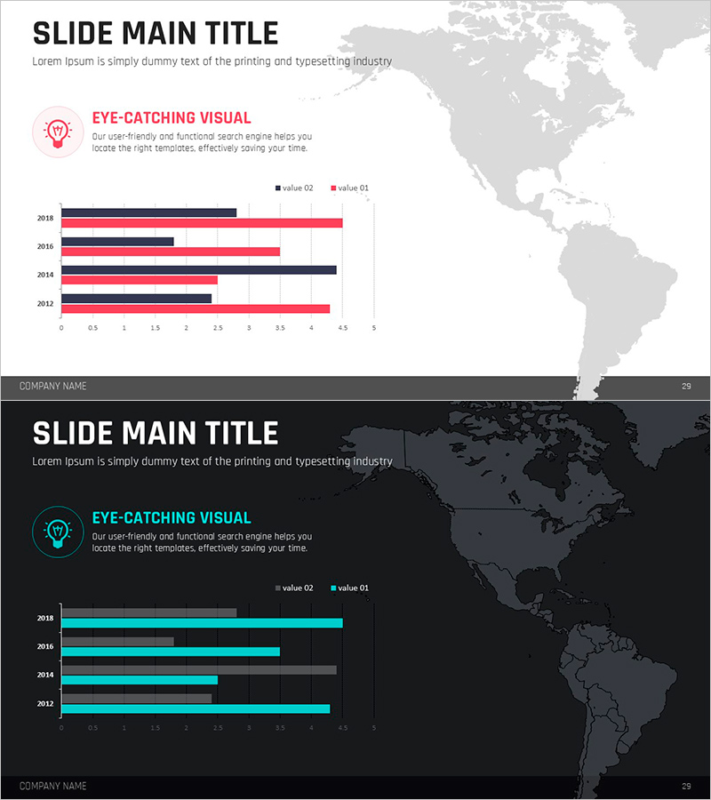 시장 현황 및 동향 가로막대 그래프 슬라이드