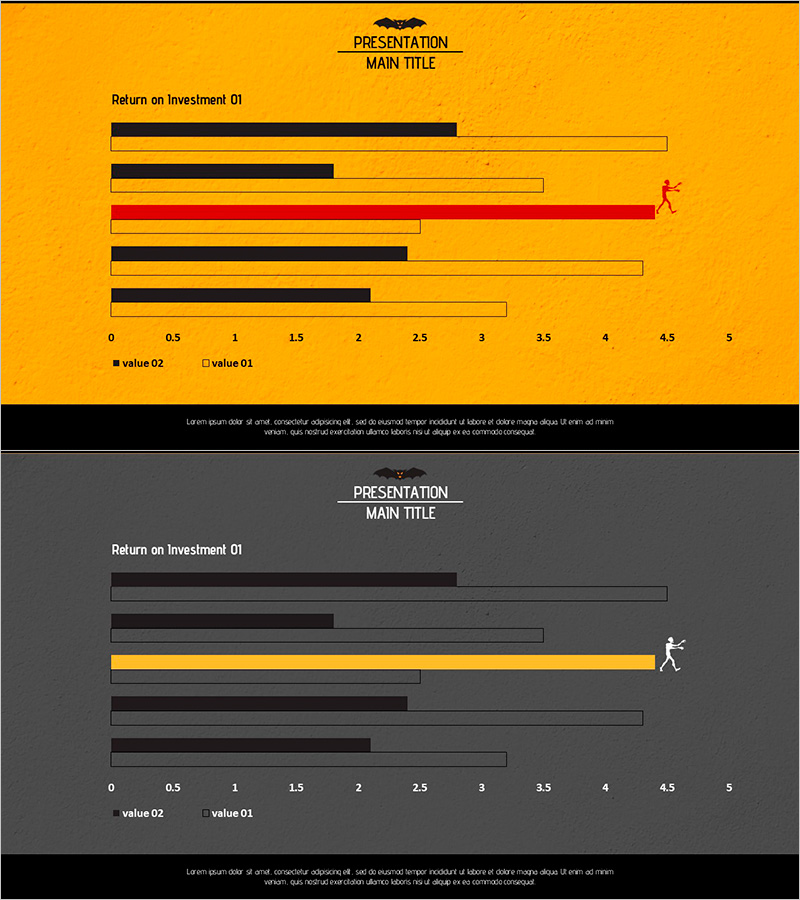 옐로우 레드 강조 막대 그래프 – 데이터 시각화 강화
