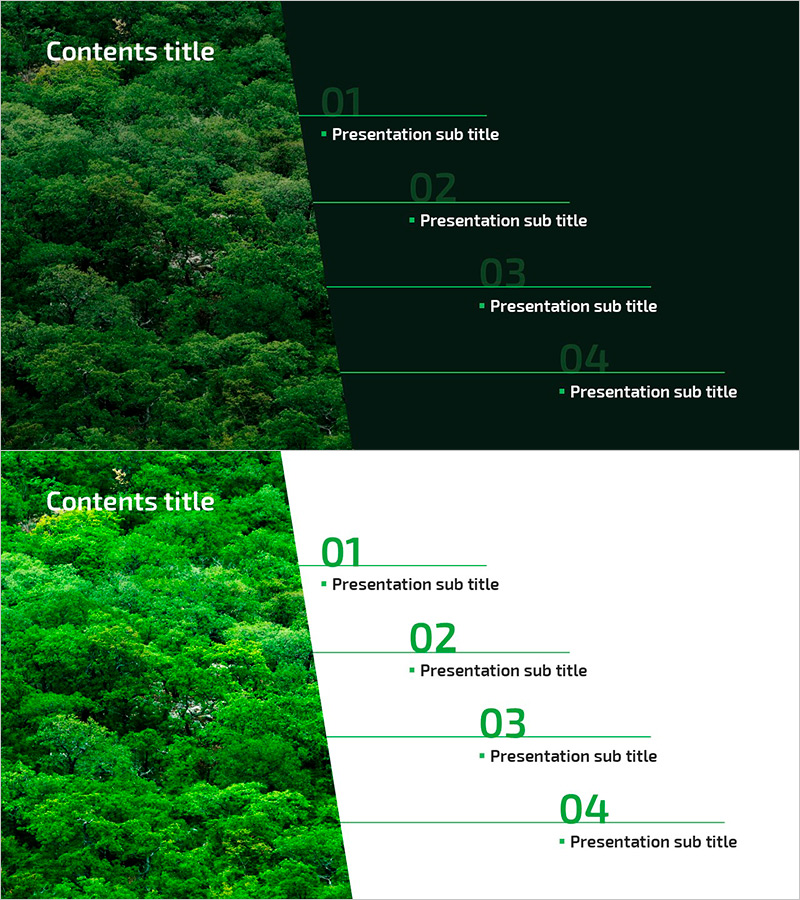 자연 숲 프레젠테이션 와이드 목차