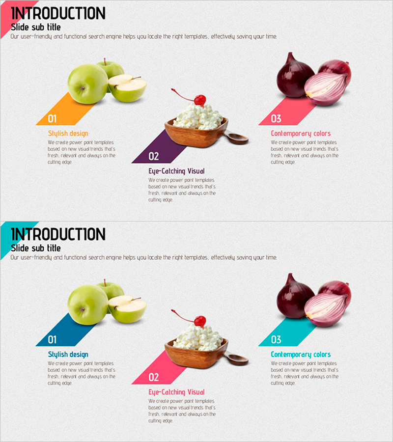 식단 소개 – 현대적이고 감각적인 프리젠테이션