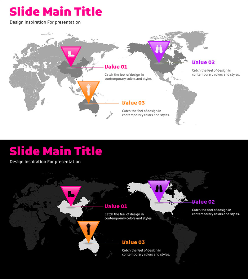 탐험 예정 국가를 선정하는 슬라이드