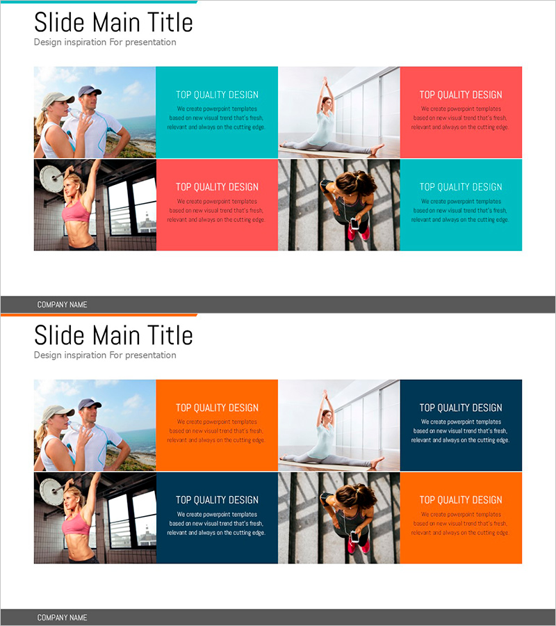 실내 실외 운동을 위한 간결한 슬라이드 템플릿