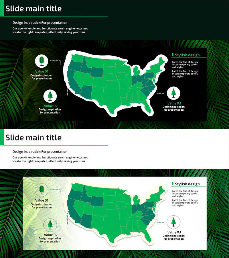 일러스트 맵과 나무 분석 슬라이드 – 운영계획과 혁신 기술