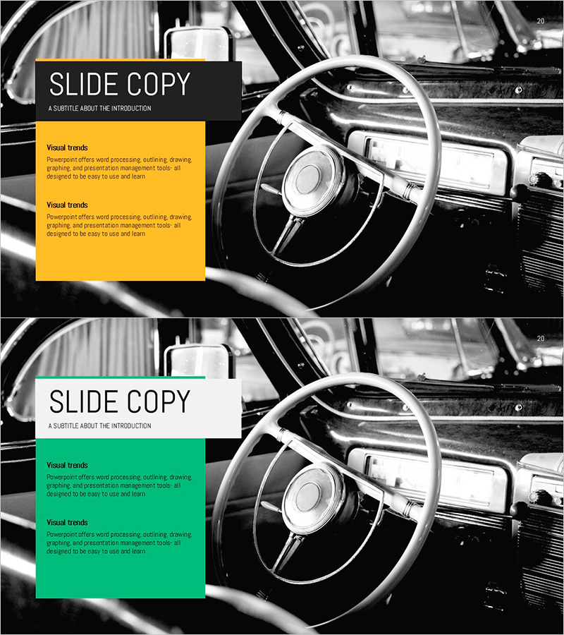 자동차 내부 배경 및 텍스트 박스 – 세련된 아웃트로 디자인