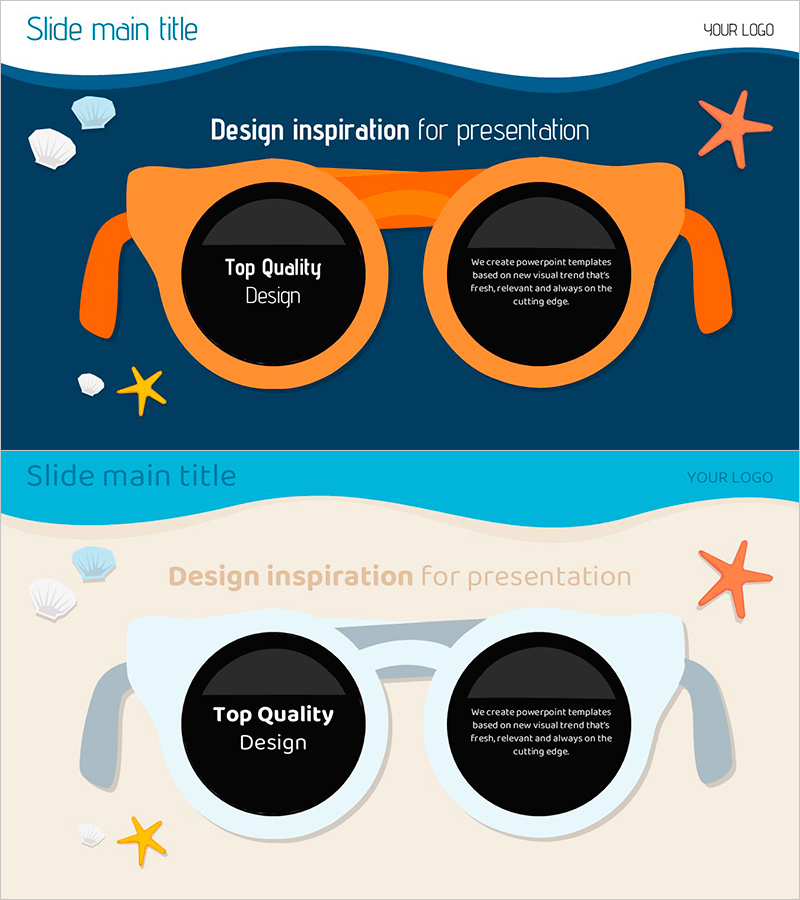 해변 선글라스를 이용한 제품 소개 슬라이드