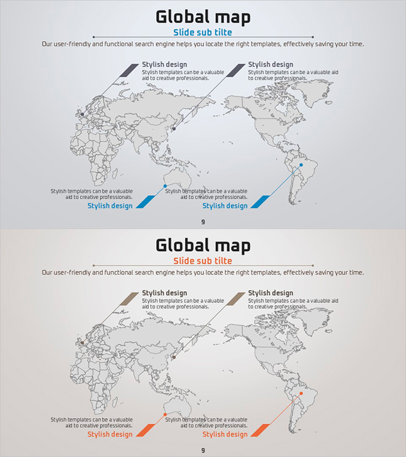 글로벌 맵과 간략 분석 – 글로벌 네트워크를 보여주는 프레젠테이션