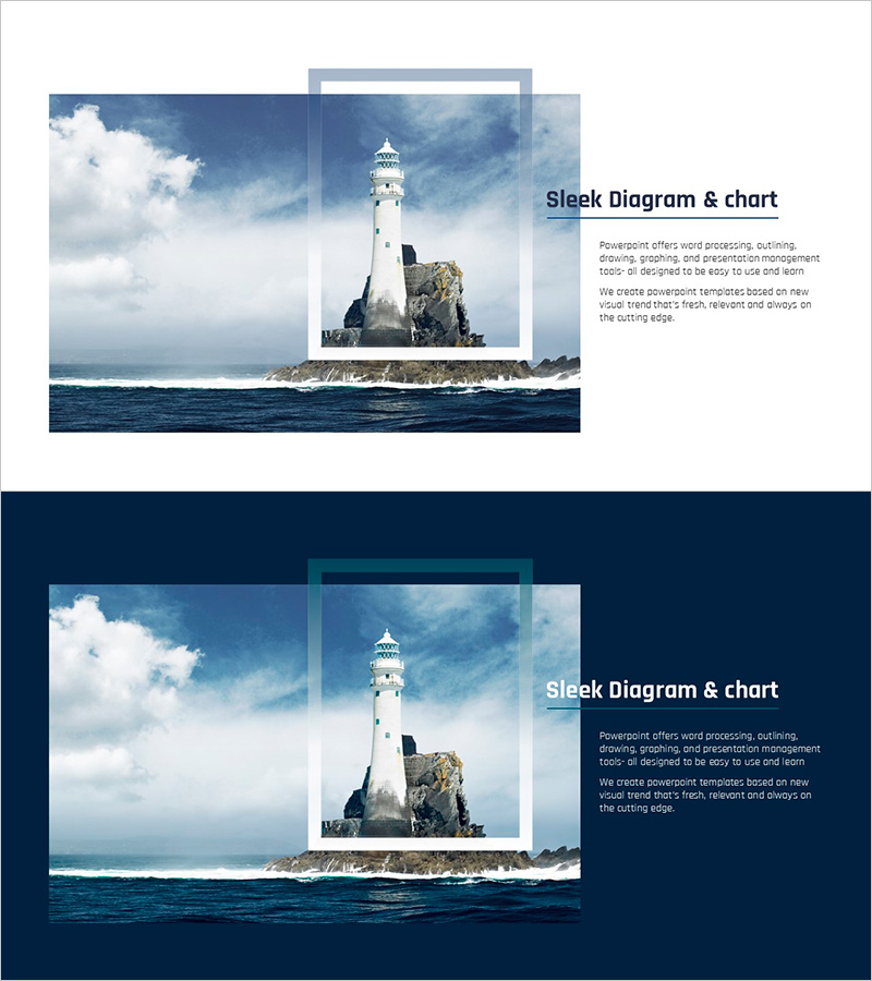 바다 등대 박스 디자인 슬라이드 – 인트로 및 아웃트로