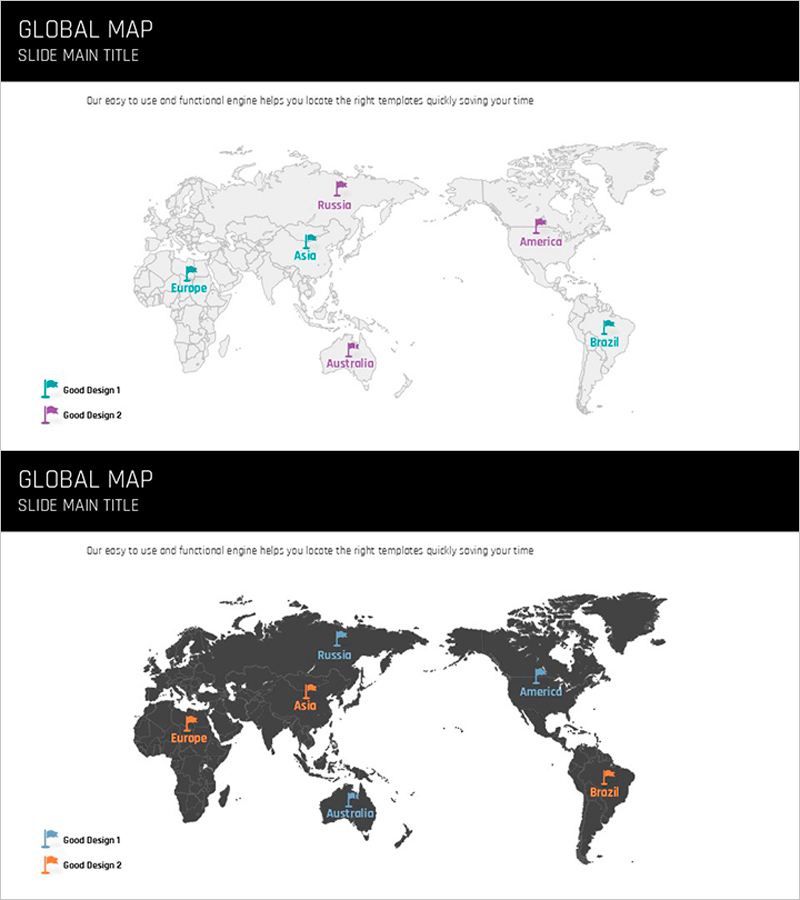 밝고 어두운 맵 – 글로벌 비즈니스 연결