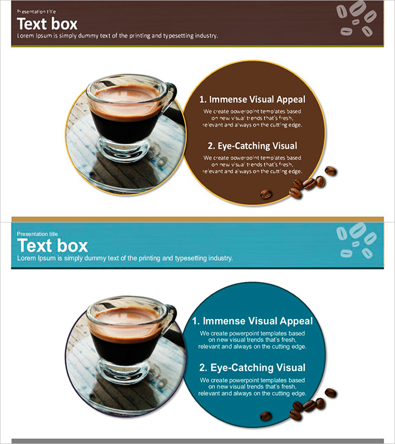 커피의 특성을 시각화한 PPT 슬라이드