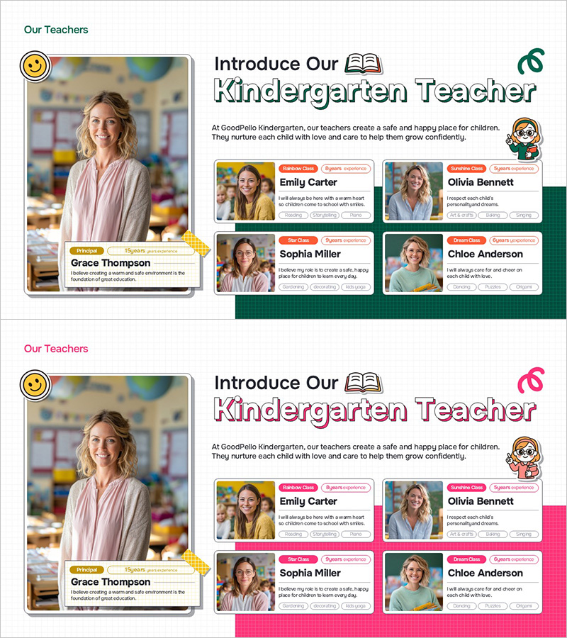 유아 교사 경력 소개 슬라이드 – 사랑과 배움의 공간