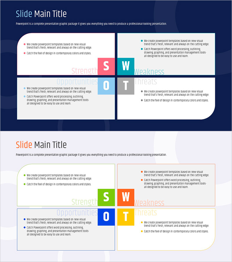 라이트 다크 SWOT 분석 – 전략적 통찰을 위한 프레젠테이션