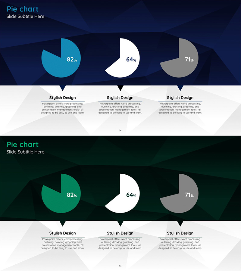 회사 주요성과 및 개발현황 파이차트 – 블루 그린