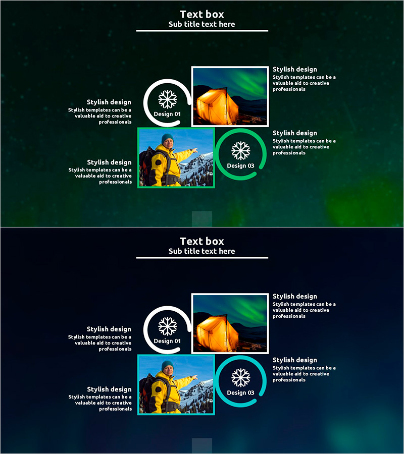 오로라 배경의 등산 슬라이드 – 사업의 필요성을 강조