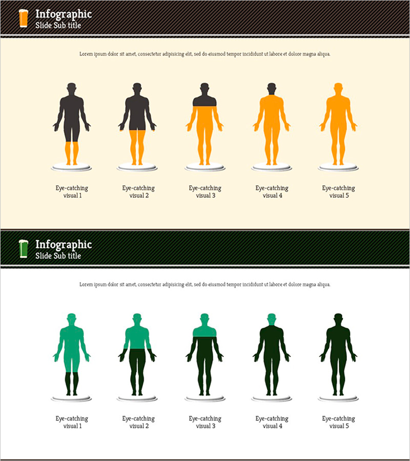 알코올 섭취량 실루엣 – 인포그래픽 슬라이드