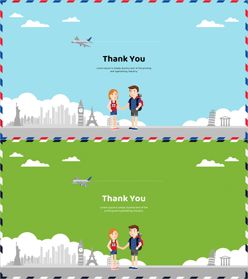 해외여행 일러스트 템플릿 – 감사의 마음 전하는 엔딩 페이지