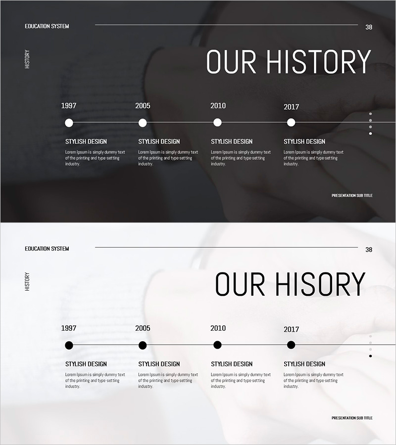 연혁을 시각화한 다이어그램 슬라이드 – 우리의 발자취