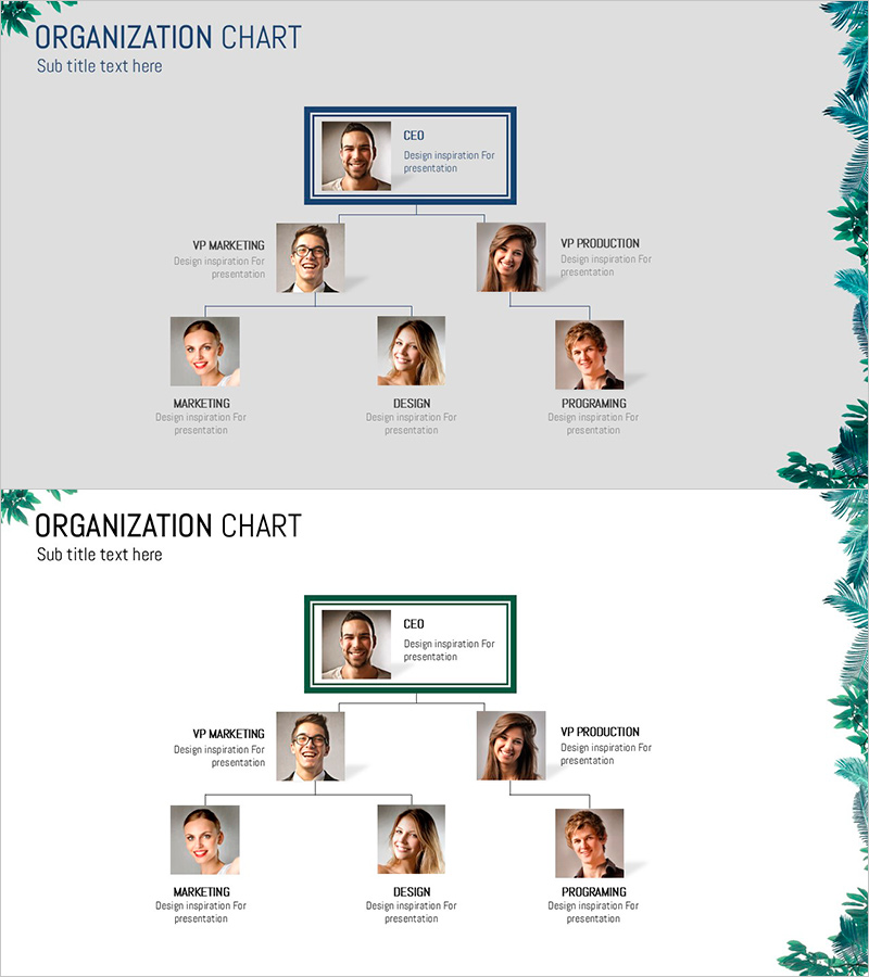 식물원 와이드 피피티 조직도 – 직원 구조를 시각화한 다이어그램