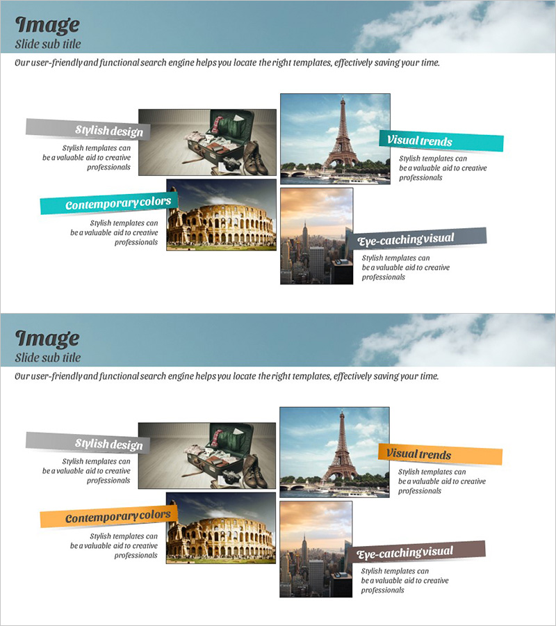 타겟 분석 슬라이드 - 블루와 옐로우