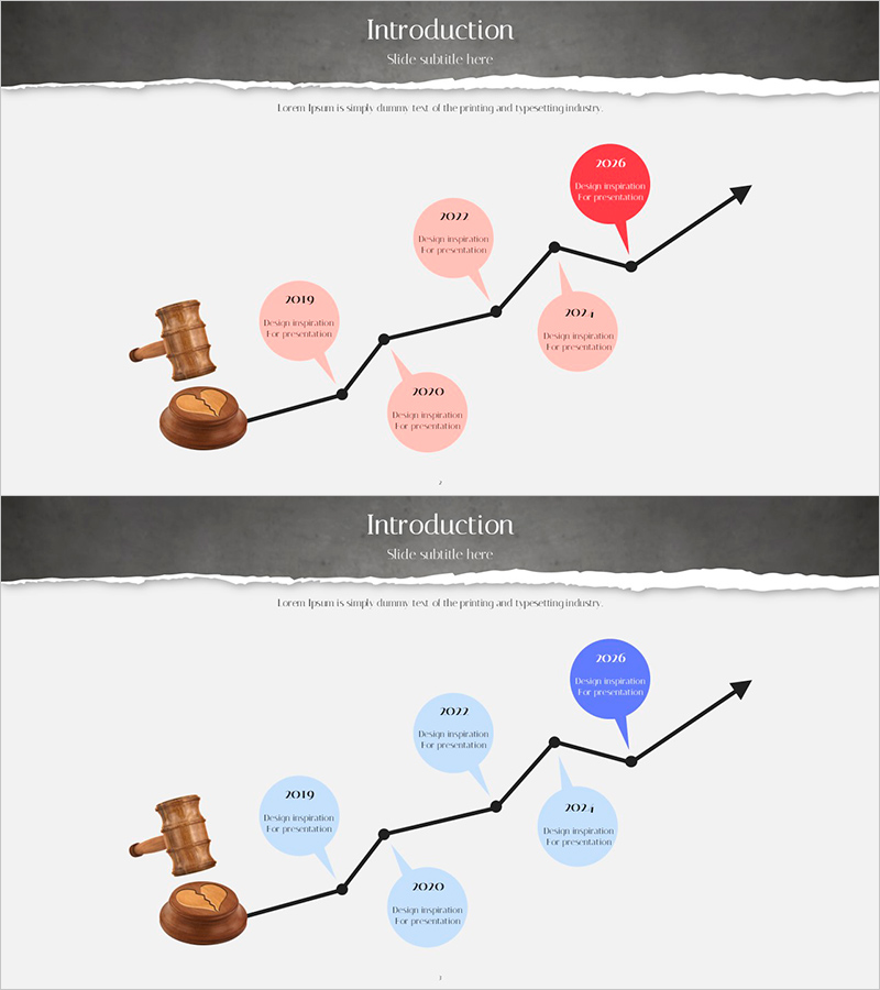 법적 분쟁 과정을 시각화한 다이어그램 슬라이드