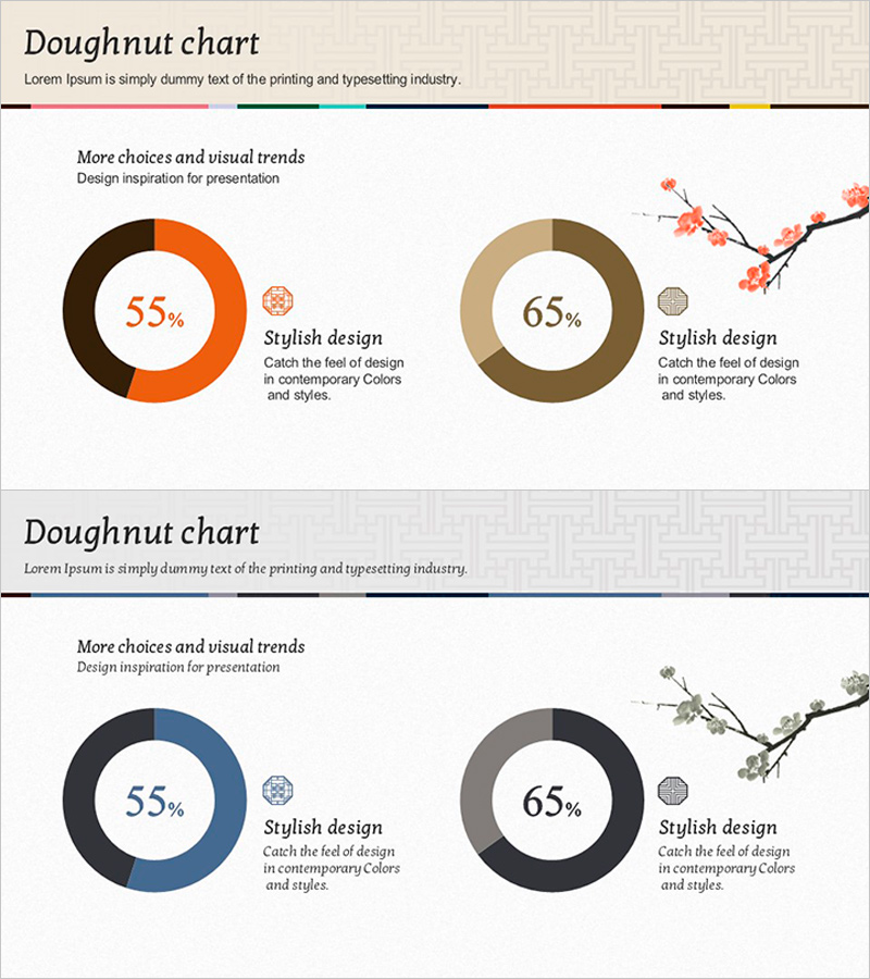 브라운 블루 심플 도넛 그래프