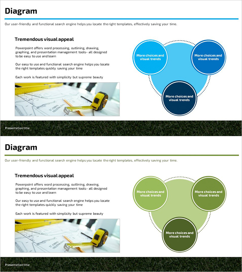 차별화전략 확산형 다이어그램 블루 그린