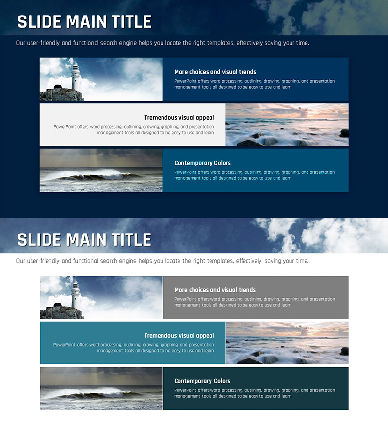 바다 등대 추진배경 슬라이드 – 청명한 블루 그린