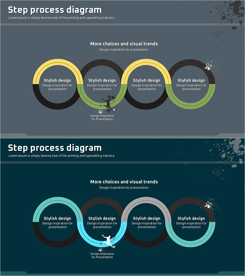 그린-블루 연결형 다이어그램으로 사업 추진 전략 표현하기