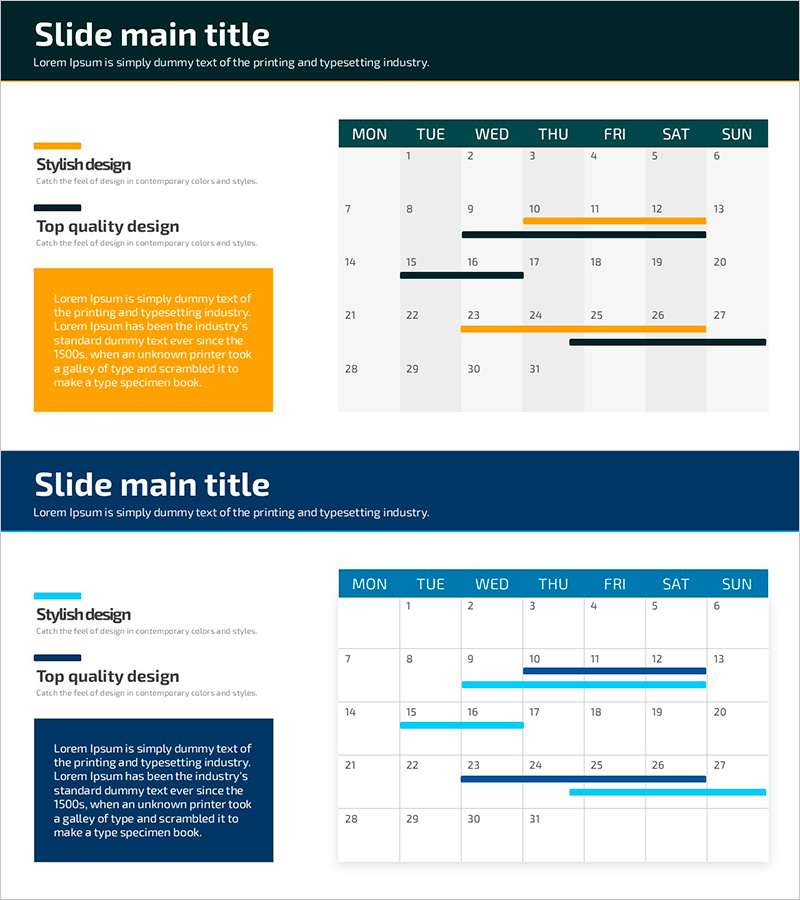 오렌지 블루 일정표 – 실용적이고 스타일리시한 디자인