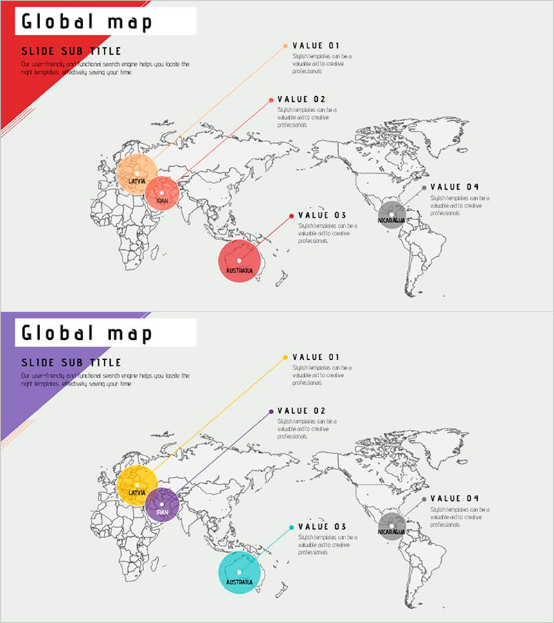 세계지도와 사선 연결 텍스트 – 글로벌 네트워크 소개