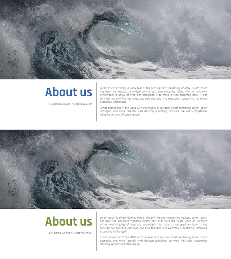 회사 개요 파도 블루 그린 템플릿 – 전문성과 신뢰를 담다