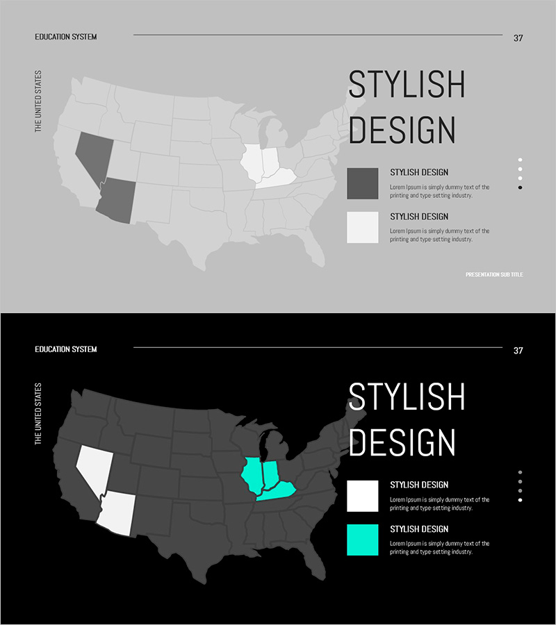 상황에 적합한 심플 지역 분석 맵 슬라이드
