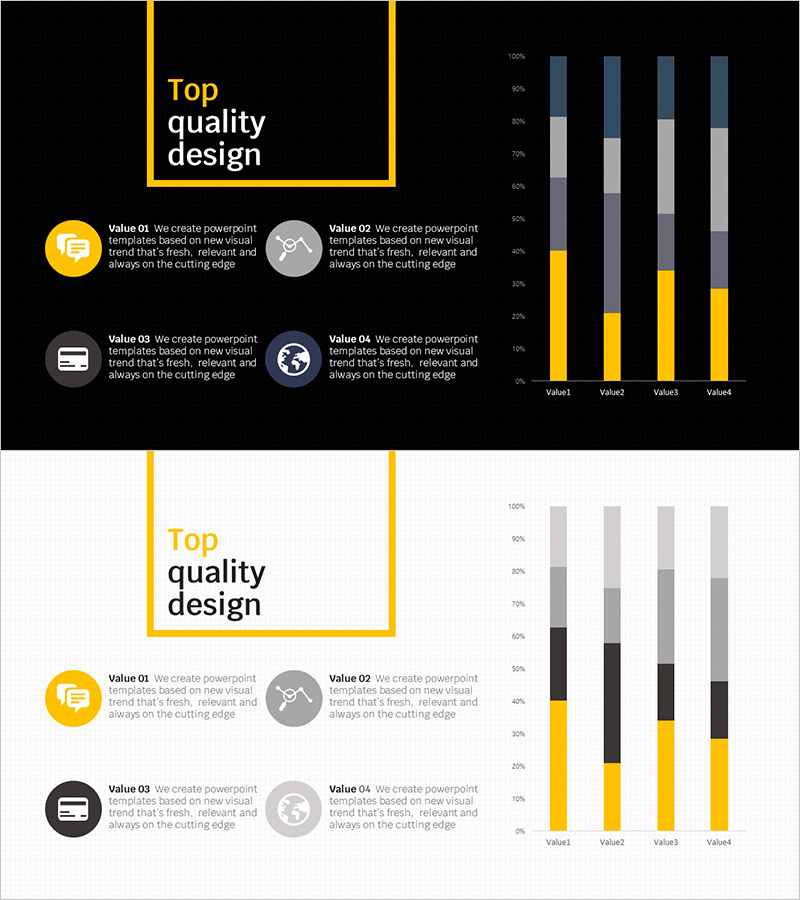 데이터 시각화를 위한 모던한 그래프 슬라이드 템플릿