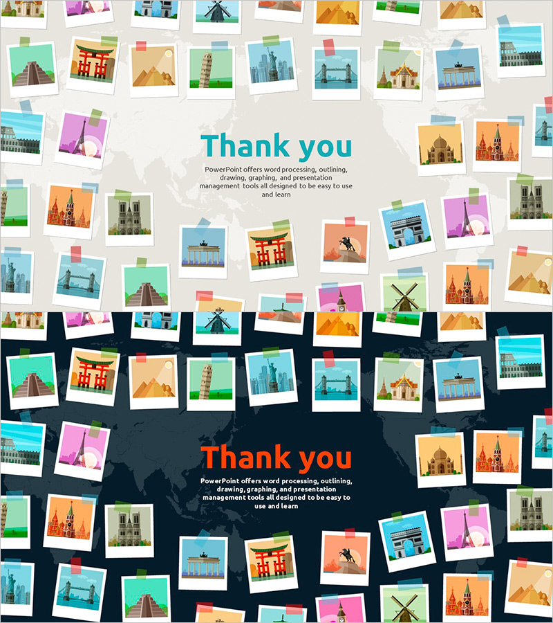 세계여행 폴라로이드 템플릿 엔딩 – 감사의 메시지