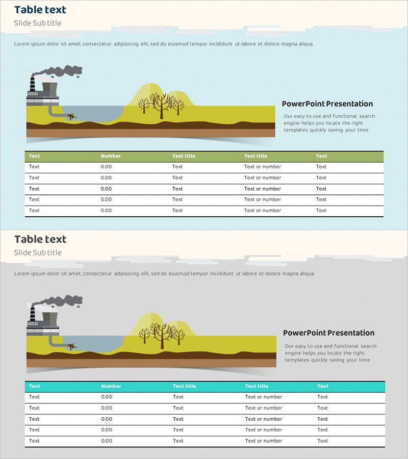 환경오염 인포그래픽 테이블 PPT 템플릿