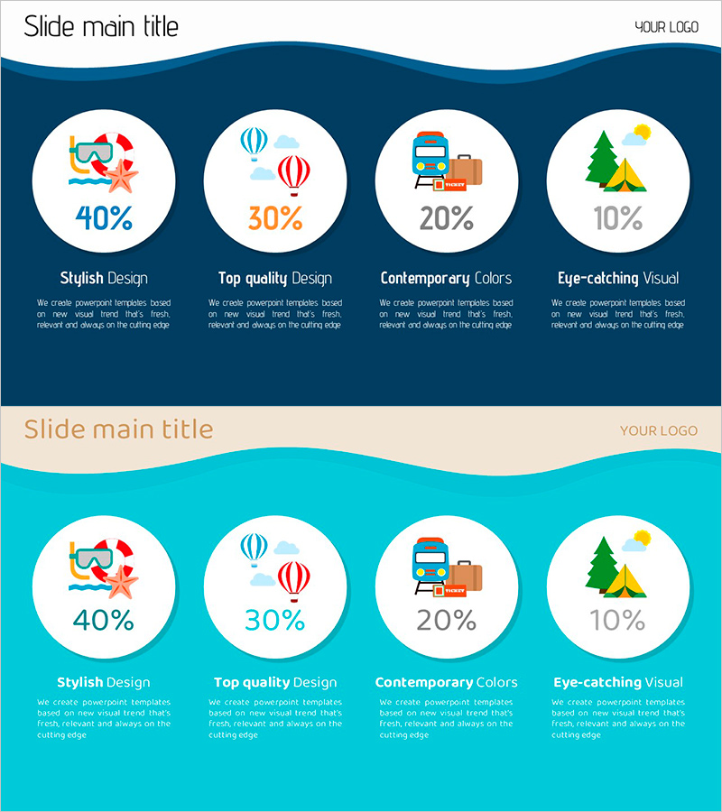 여행 프로그램 구성 비율 슬라이드 – 효과적 정보 전달