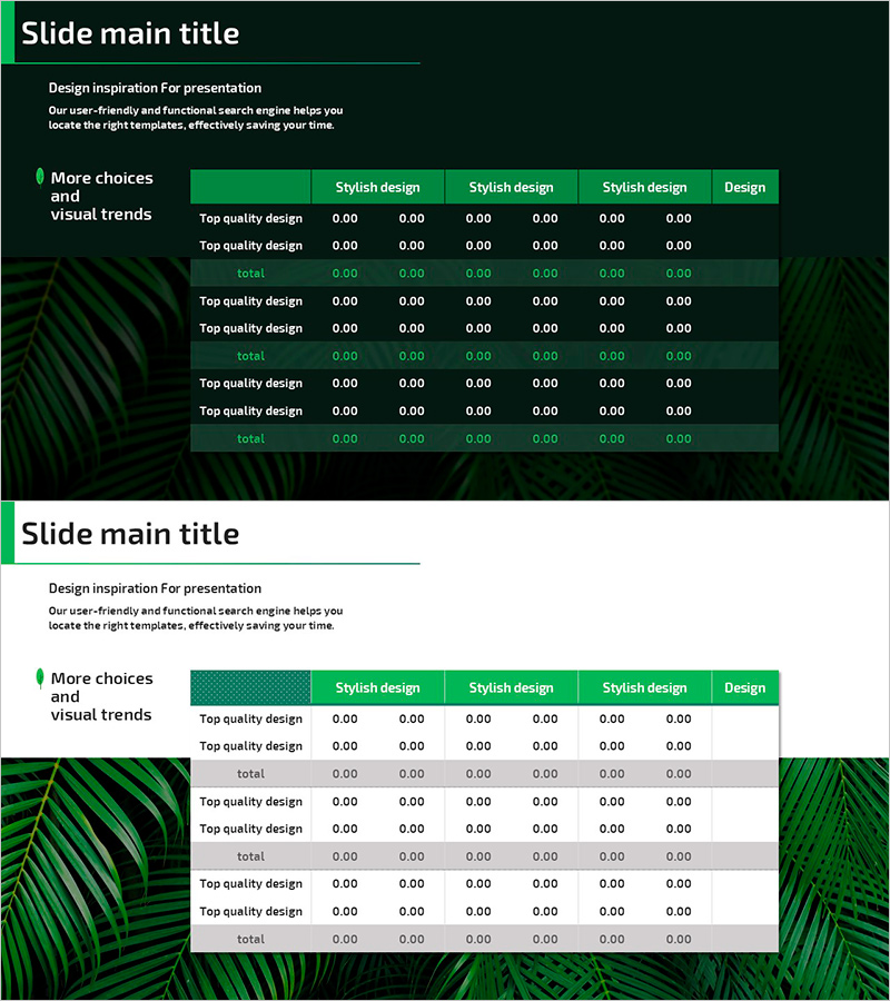 자연 환경 분석표 슬라이드 – 데이터와 진화