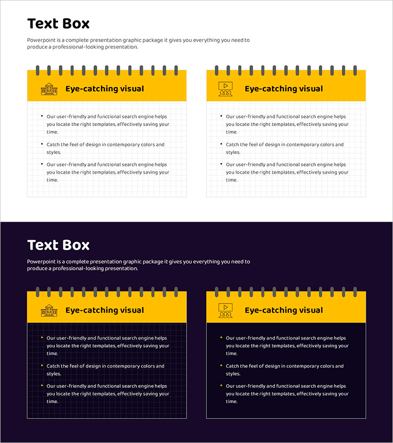 2개의 스케치북 텍스트박스 – 디자인과 활용성