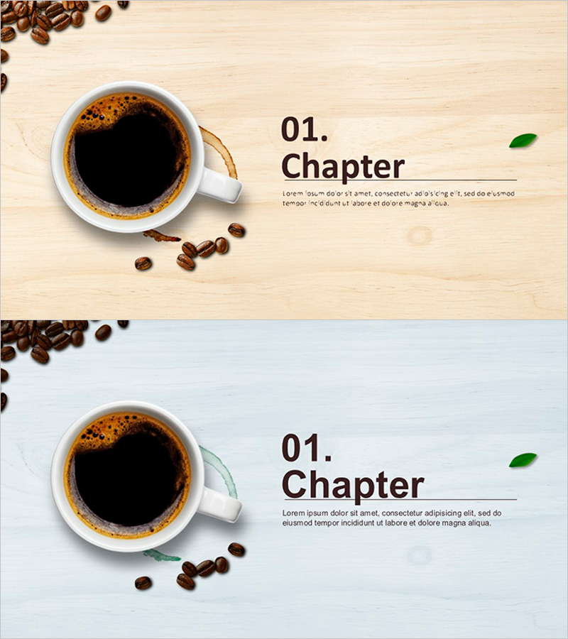 커피콩 템플릿 챕터 – 고급스러움과 감성을 담은 디자인