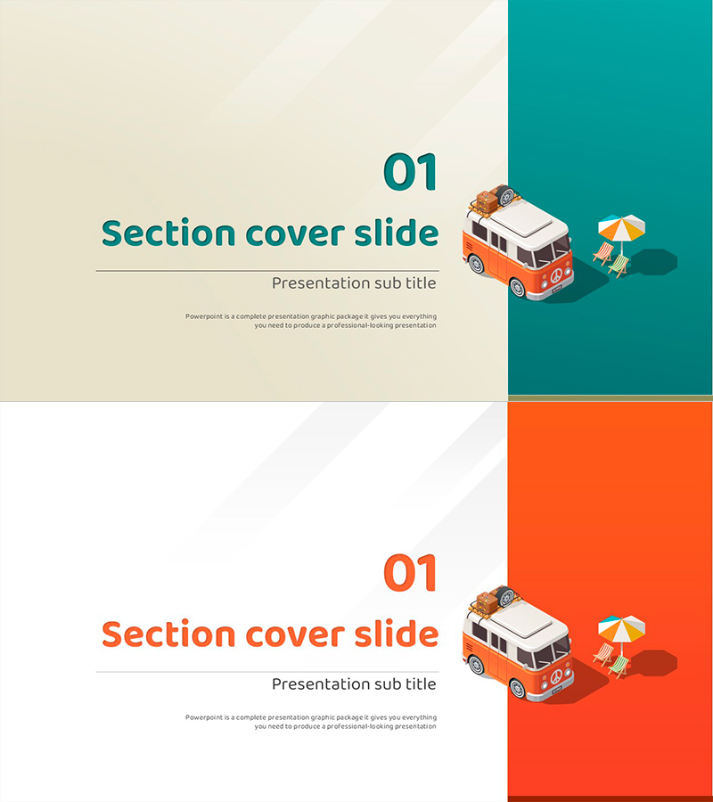 캠핑 아이소매트릭 프로젝트 템플릿 – 간지 디자인의 섹션 슬라이드