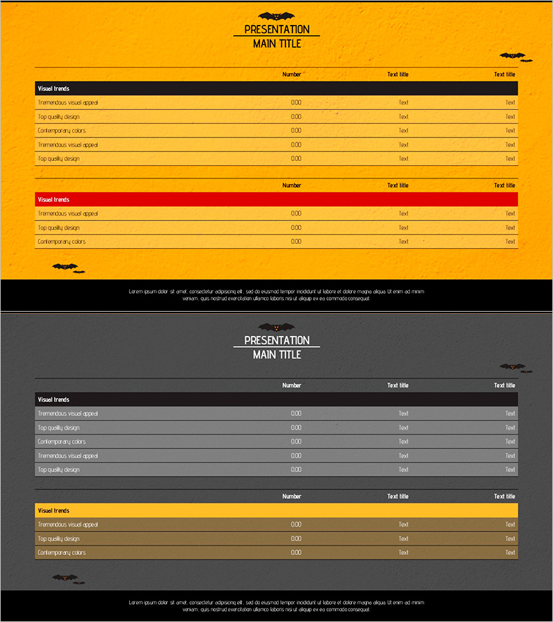 옐로우 레드 강조 테이블 차트 – 비즈니스 인사이트