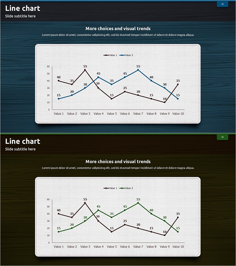 블루 그린 기본 꺾은선 차트 – 데이터를 시각화하다